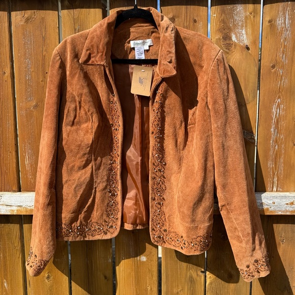 Coldwater Creek Brown Suede Embellished Blazer - Picture 1 of 7